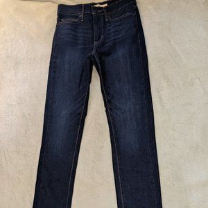 LEVIS WOMEN'S JEANS Dark Blue Slimming Skinny 27 Pants Levi Long Straight Leg